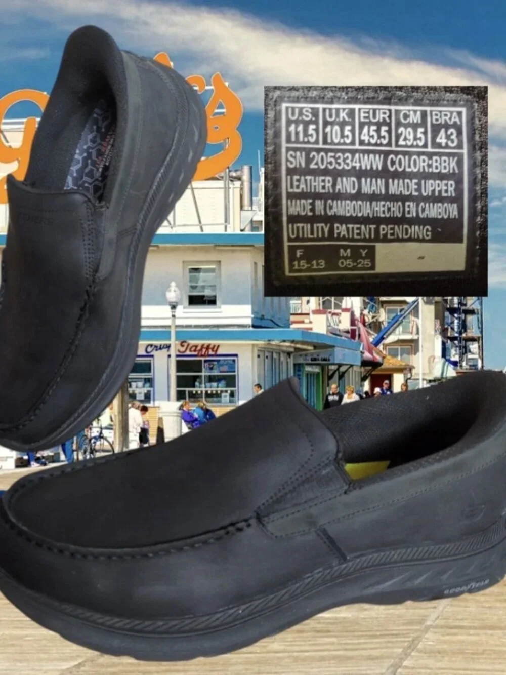 Skechers Men's Pollard Osgood Relaxed Black Slip-In On Loafers Shoes Size 11.5
